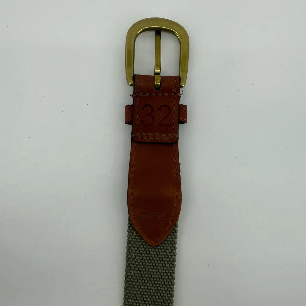See Jays Mens Size 32 Leather Canvas Golf Club Belt Brass Buckle‎ Green Brown